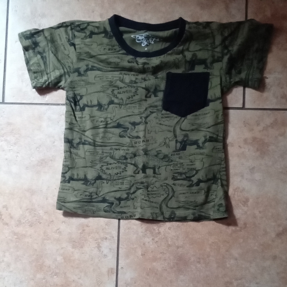 Eighty Eight Green Dinosaur Print T-Shirt with Pocket